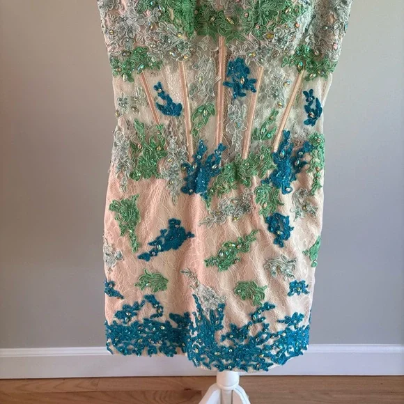 Boutique Formal Beaded Dress by Rachel Allan In Size 0 Removable Strapless - Picture 3 of 11